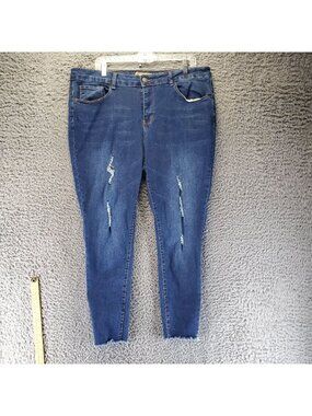Honey & Bristle Jeans Womens Size 20 Blue Distressed Slim Fit Skinny Denim